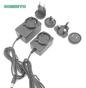 Interchangeable Plug Us Power Supply Adapter 30W 9V3A 12V2.5A 24V1.25A 15v2a Black DC Plug in 3 Years CCTV Product CN Wall Mount