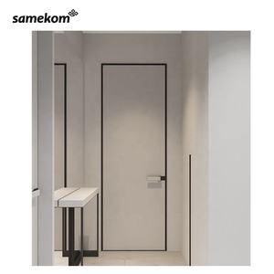 أبواب خشبية, أبواب خشبية داخلية حديثة نظام خفي بخط zero وذات لون أبيض داخلي ، إطار باب سري بدون إطار ، مطلية باللون الأبيض ، طراز - Product Image 5