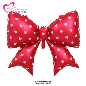 Heart Shaped <b>Bow</b> Aluminum Foil Balloons 98cm X 74cm For Birthday Party Decorations - Product Image 3