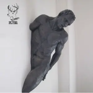 Benutzer definierte Außen Außen Bronze montierte Wand 3D Man Skulptur