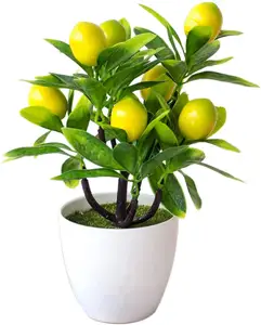 홈 정원 장식 가짜 미니 화분 플라스틱 과일 식물 인공 레몬 분재 식물 나무