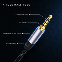 Câble d'extension audio tressé plaqué or 3,5 mm AUX mâle-femelle en gros pour casque, haut-parleur de voiture, ordinateur