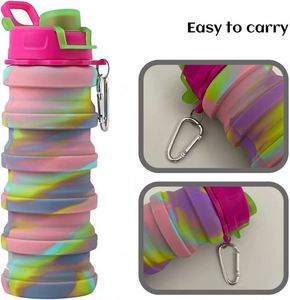 Collapsible Water Bottles Silicone Foldable Travel Water Bottle Collapsible Sports <b>Cup</b> Water Bottle with Carabiner - Product Image 3