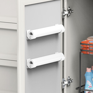 Soporte para bolsas de basura y film transparente para montar en la pared, color blanco, paquete de 2, organizador de almacenamiento para cocina, para uso en el gabinete lateral del refrigerador - Product Image 3