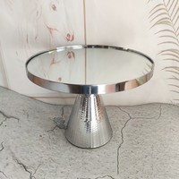 Support à gâteau en or européen Plateau miroir en verre Fête de mariage Fête artisanat Décoration de gâteau Table à dessert