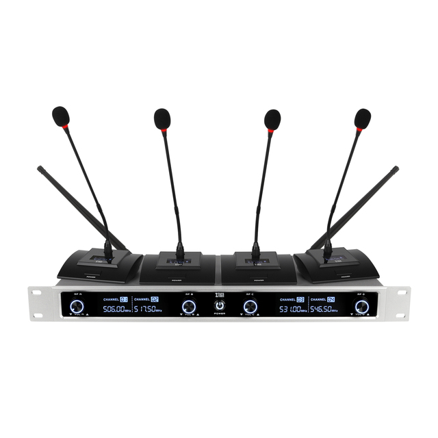 XTUGA CM240 Wholesale 4-channel Professional Wireless Microphone Conference Room System Broadcast Gooseneck Microphone for Stage