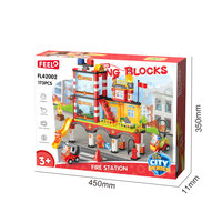 Feelo FL42002 Juego de Bloques de Construcción Clásicos de 173 Piezas con Escena de Estación de Bomberos para Niños, Juguete para Jugar al Juego de Bombero