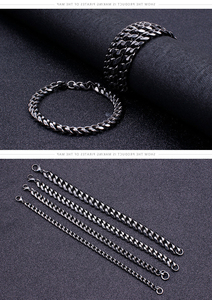Bracelet chaîne <span class=keywords><strong>gourmette</strong></span> en acier inoxydable couleur canon de fusil, 4 largeurs 6-11mm, fermoir mousqueton, pour hommes et femmes, hypoallergénique, OEM - Product Image 4