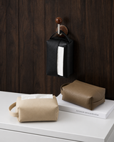Boîte à mouchoirs murale en cuir PU, porte-mouchoirs suspendu pour cuisine, salle de bain, chambre, maison, vente en gros, logo personnalisé
