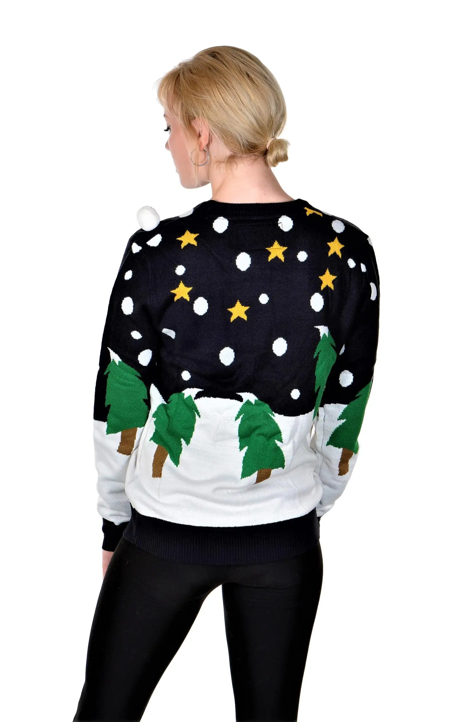 Nanteng 사용자 정의 재미있는 크리스마스 순록 패턴 크루 넥 자카드 성인 가족 크리스마스 스웨터