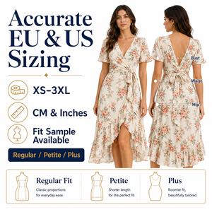 Abito Lungo Floreale Personalizzato per Donna, 100% Viscosa, Taglie EU/US, Produttore di Abbigliamento OEM, MOQ <span class=keywords><strong>50</strong></span>, AQL 1.25, Supporto Tech Pack - Product Image 4