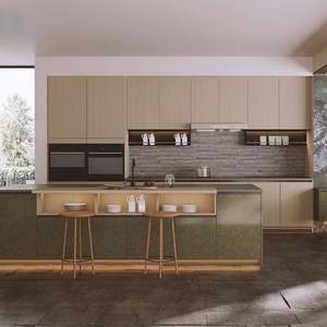 Juego de Muebles de Cocina Modulares de Diseño Moderno y Lujoso Estilo Italiano con Fregadero de Mármol Artificial, Grifo y Muebles de Melamina - Product Image 3