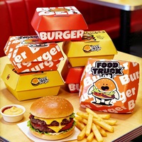 Caja de Embalaje Personalizada de Papel Kraft Premium Biodegradable de 6 Pulgadas para Hamburguesas y Papas Fritas, Desechable y con Relieve, para Uso en Restaurantes