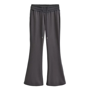 Pantalon de jogging décontracté pour femme, coupe mi-haute, jambe évasée, hiver, respirant, doux, large, jambe droite, polaire, uni, teinture unie - Product Image 2