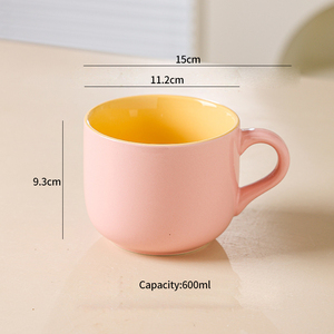 Taza de Té de Porcelana Nórdica al por Mayor, Gran Volumen de 20 oz, Taza de Café de Cerámica, Impresión de Logotipo Personalizable, Apta para Lavavajillas y Microondas - Product Image 5