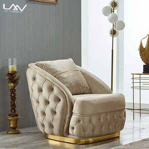 أريكة عصرية فاخرة من الذهب الوردي ، أريكة تشيسترفيلد من القماش المخملي ، مجموعة أثاث غرفة المعيشة والأريكة - Product Image 5