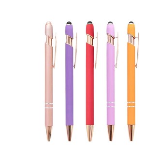 Nouveau stylet pour écrans tactiles, stylo à bille avec pointe souple, stylet métallique avec finitions or rose - Product Image 1