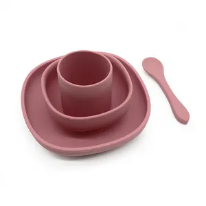 Nieuwe Hoge Kwaliteit Vierkante Zuigplaat Siliconen Baby Plaat Eco Bpa Gratis Food Grade Baby Voeding Plaat Baby Eten Set