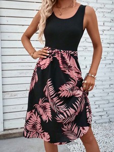 Robe d'été décontractée sans manches pour femme, longueur genou, fluide, taille naturelle, respirante, avec poches, lavable, en mélange de rayonne, idéale pour les loisirs et les fêtes - Product Image 3