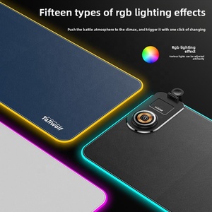 Alfombrilla de ratón de carga inalámbrica rápida 3 en 1 de 15W, alfombrilla de juego luminosa de Color <span class=keywords><strong>RGB</strong></span> con logotipo personalizado gratis, alfombrilla de ratón de cuero, cargador inalámbrico - Product Image 3