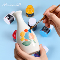 Peinture céramique Panwenbo 12x25ml, peinture professionnelle non toxique résistante aux hautes températures, ensemble de peinture pour porcelaine, verre et céramique