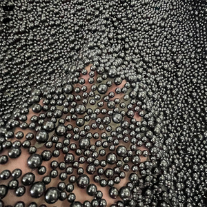 Sang trọng nặng đính cườm đen đính cườm ngọc trai <span class=keywords><strong>Net</strong></span> Wedding ren vải - Product Image 1