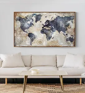 World Map Wall Art Framed Art Print Picture Wall Art Decor Home Interior