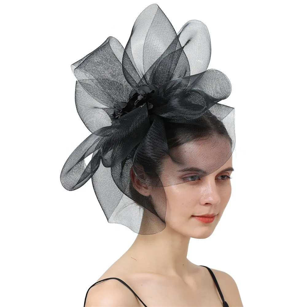 Organza voan cô dâu nhẹ hoa Cocktail tiệc trà hiển thị chụp ảnh cưới fascinator mũ nón