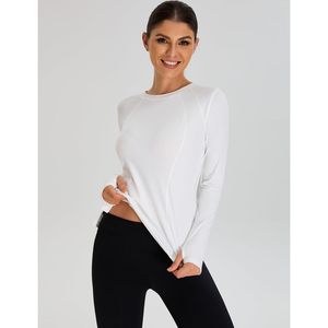 Camiseta Deportiva de Manga Larga para Mujer, Protección Solar UPF 50, Ropa Deportiva para Senderismo y Gimnasio, Blanca, Talla S - Product Image 6