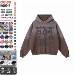 OEM Custom Men's High Street Gradient Vintage <b>Washed</b> Heavy 420Gsm 100%Cotton Casual Fashion Oversized Hoodie Unisex TKAN193D - Product Image 1