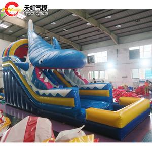 Envío gratis 10x4x6mH boca de tiburón PVC tobogán de agua inflable alto acantilado gorila parque infantil divertido accesorio soplador incluido - Product Image 3