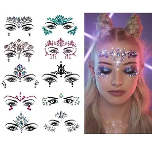 2024 Face Jewels Festival Face Crystal Gems Rhinestones Rave Eyes Temporary Jewels Tattoo Sticker