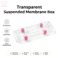 Boîte de rangement portable en film plastique PU transparent ETERNAL BLOOM 200x50x25 mm pour bijoux et montres avec compartiment pour boucles d'oreilles