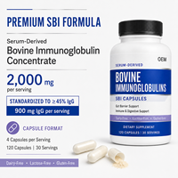 Capsules d'immunoglobulines dérivées de sérum pour les programmes quotidiens de bien-être digestif avec formule de protéines bovines, étiquette privée, approvisionnement OEM