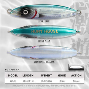 Señuelo de Pesca Hundhouse Sinking Pencil, 62 mm, 16.8 g, Impresión 3D, Señuelos de Agua Salada, Señuelos de Pesca para Lubina, Trucha y Atún, Señuelo de Pesca con Láser - Product Image 2