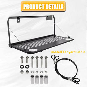 Table de hayon en acier noir pour Jeep Wrangler JL 2018-2023 Table de hayon étagère de cargaison pliable - Product Image 3