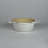 Panci Sup Aluminium Die-Cast 16-20-24cm, Panci Masak Aluminium Anti Lengket, Dasar Induksi, Lapisan Putih, Casserole dengan Tutup