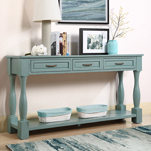 Wood Console <b>Table</b> 63inch 3 Drawers 1 Shelf Entryway Hallway Sofa <b>Table</b> Easy Assembly Extra Thick - Product Image 2