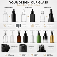 Flacon compte-gouttes en verre givré pour emballage cosmétique, personnalisé avec logo imprimé, rechargeable, avec joint hermétique, 5, 10, 15 ml, pour sérum, crème pour les yeux