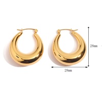 Anting-anting bulat besar wanita, anting-anting Chunky baja tahan karat hiasan geometris tidak pudar