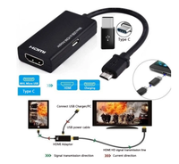 Kabel Adaptor HDMI Pria dan Wanita, Konverter Kabel HDMI 1080P untuk Huawei/Xiaomi/LG Android HDMI Adaptor Mirco