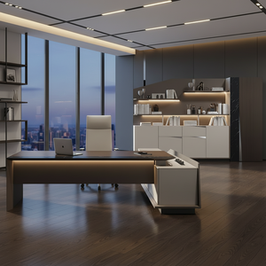 Bureau de direction moderne en L pour ordinateur, poste de <span class=keywords><strong>travail</strong></span> de luxe pour PDG, mobilier de maison design - Product Image 5