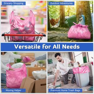 ถุงขยะ PE สีชมพูขนาดใหญ่พิเศษ แบบใช้แล้วทิ้ง แข็งแรงทนทาน แบบมีหูหิ้ว สำหรับร้านอาหาร ธุรกิจค้าปลีก - Product Image 4