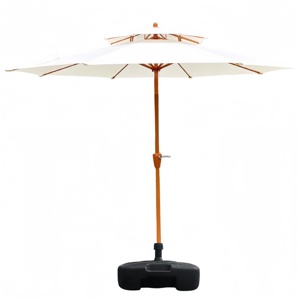 Parasol de terrasse pliable imperméable de 2,7 m avec cadre en fer à 8 baleines et double toit, couleur unie, vente en gros, OEM - Product Image 4