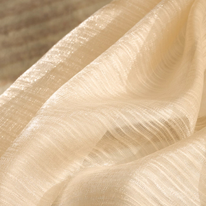 Tùy Chỉnh Polyester Vàng Sheer Rèm Vải Dệt Hộ Gia Đình Trang Trí Sọc Rèm Cho Nhà Cửa Sổ - Product Image 4