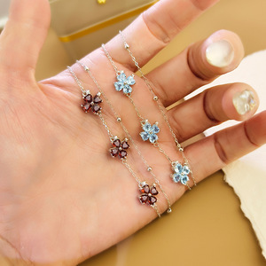 Bracelets à double chaîne en pierre naturelle 925, 4 mm, trèfle à quatre feuilles, en argent sterling 925, bijoux en forme de cœur, pour cadeau d'anniversaire - Product Image 3