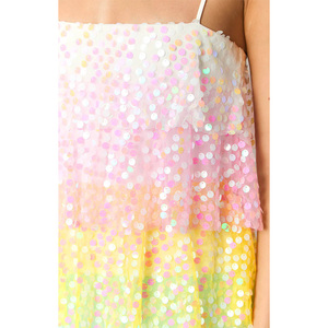 Vestido Mini Elegante Personalizado de Manni <span class=keywords><strong>para</strong></span> Mujer, Sexy, con Tirantes Finos, Espalda Descubierta, Encaje <span class=keywords><strong>en</strong></span> Capas, Estampado de Lentejuelas, Transpirable, <span class=keywords><strong>para</strong></span> <span class=keywords><strong>Fiesta</strong></span>, <span class=keywords><strong>Playa</strong></span>, Natural - Product Image 2
