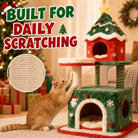 Arbre à chat de Noël personnalisé OEM ODM 90 cm, tour multi-niveaux pour chat, griffoir en sisal, maison en peluche, vente en gros