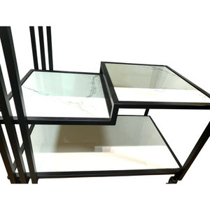 รถเข็นเสิร์ฟอาหารหินอ่อนโลหะดีไซน์ทันสมัยแบบอสมมาตร ผสมผสานการออกแบบที่ทันสมัยอย่างลงตัว ราคาขายส่ง - Product Image 3