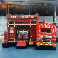 Structure gonflable combinée Ceyu Feuerwehr : Toboggan, Station de pompiers et Camion de pompiers - Château gonflable pour enfants